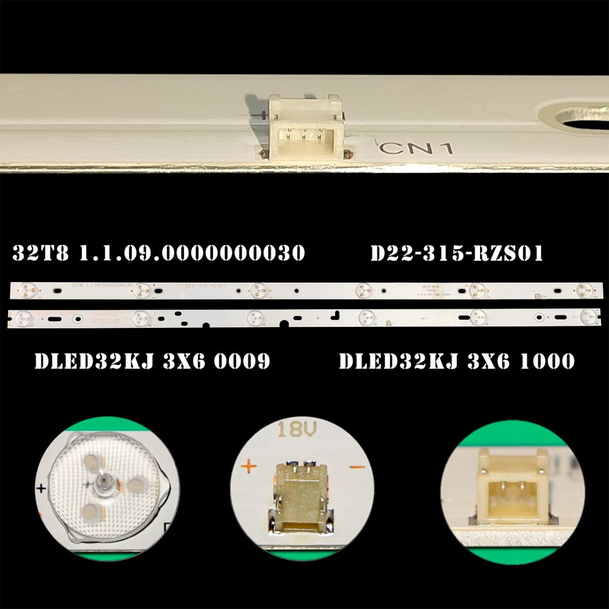 DLED32KJ 3X6 0009 (6LED 582mm 3V, DLED32KJ 3X6 1000, KZ-320-306-pitch 110mm L:581.9*17*1.0mm) – LED подсветка TV Supra 32″ (комплект) – Фото №4