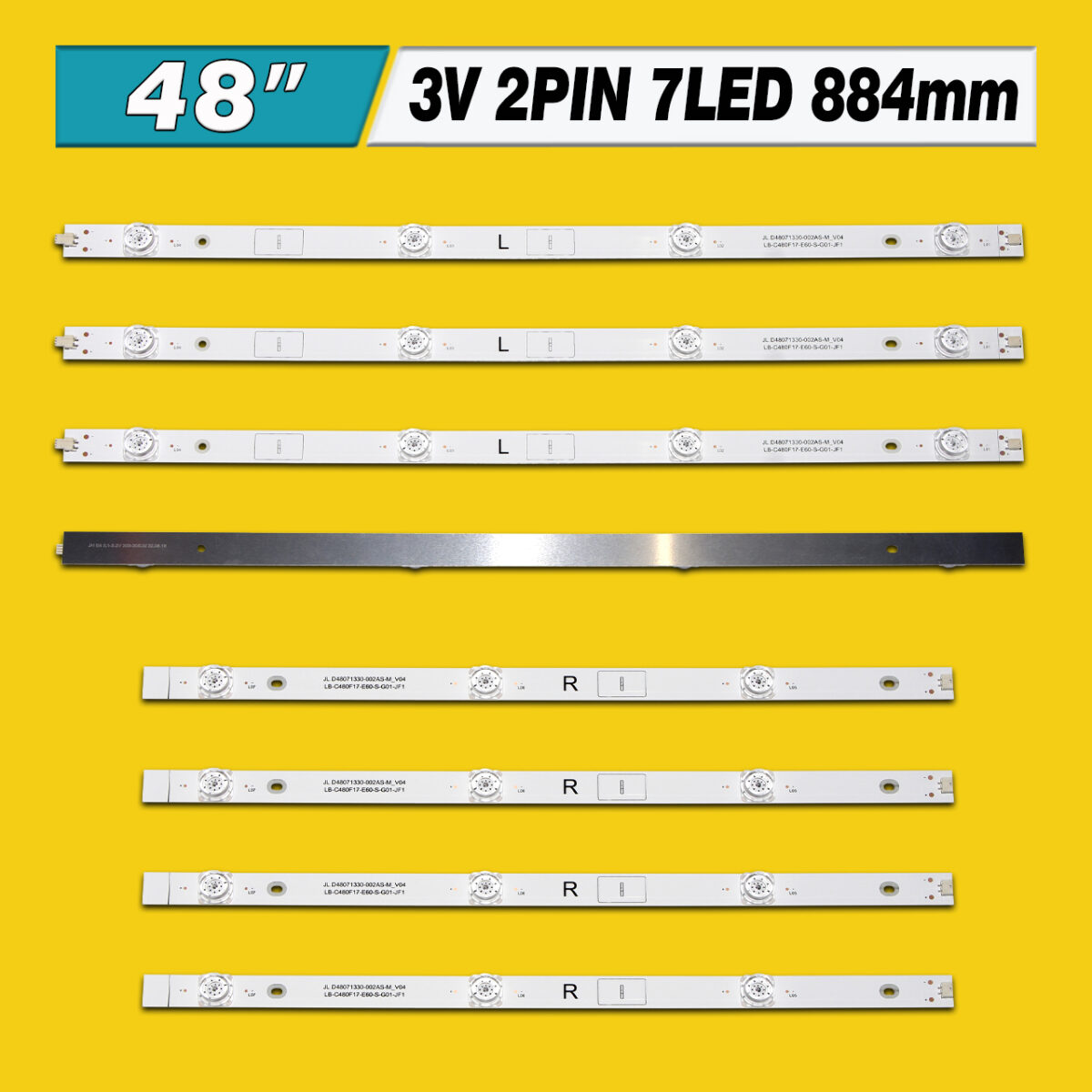JL.D48071330-002AS-M_V04 884mm 3V 7LED (LB-C480F17-E60-S-G01-JF1, Bravis LED-48G5000+T2, C480F17-E60-S, C480F18-E5S-S) – Комплект LED подсветки TV 48″ – Фото №3