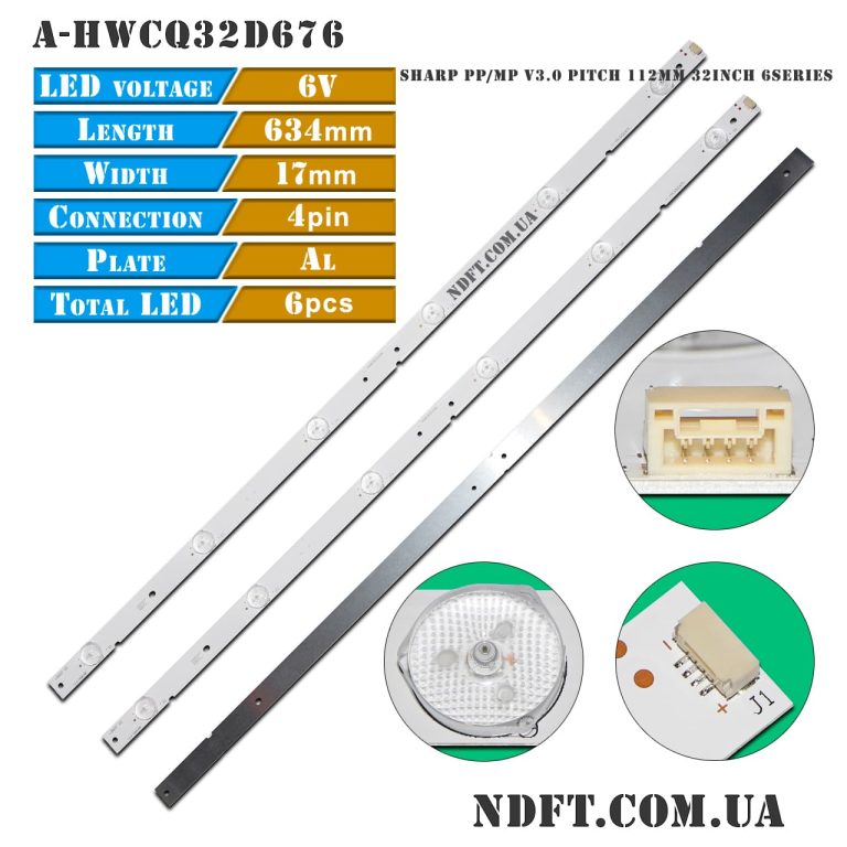 A-HWCQ32D676 RUNTKB436WJZZ 634mm 6LED 3V (Sharp PP/MP V3.0 Pitch 112mm 32inch 6Series PN