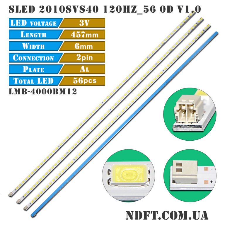 SLED 2010SVS40 120HZ_56 0D V1.0 56LED 3V (LMB-4000BM12, 40-UP LJ64-02370A, 40-DOWN LJ64-02372A) – LED подсветка TV Samsung 40″ (комплект 4 планки) – Фото №1