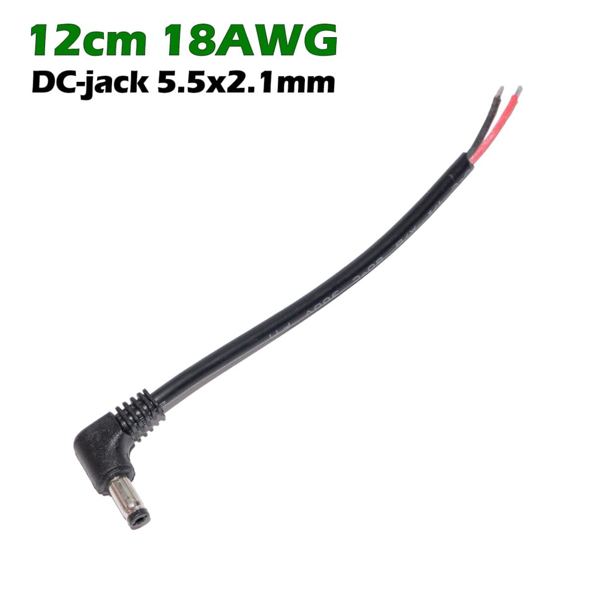Кабель питания со штекером DC-jack 5.5x2.1mm male 18AWG 2PIN (12cm под пайку) – Фото №2