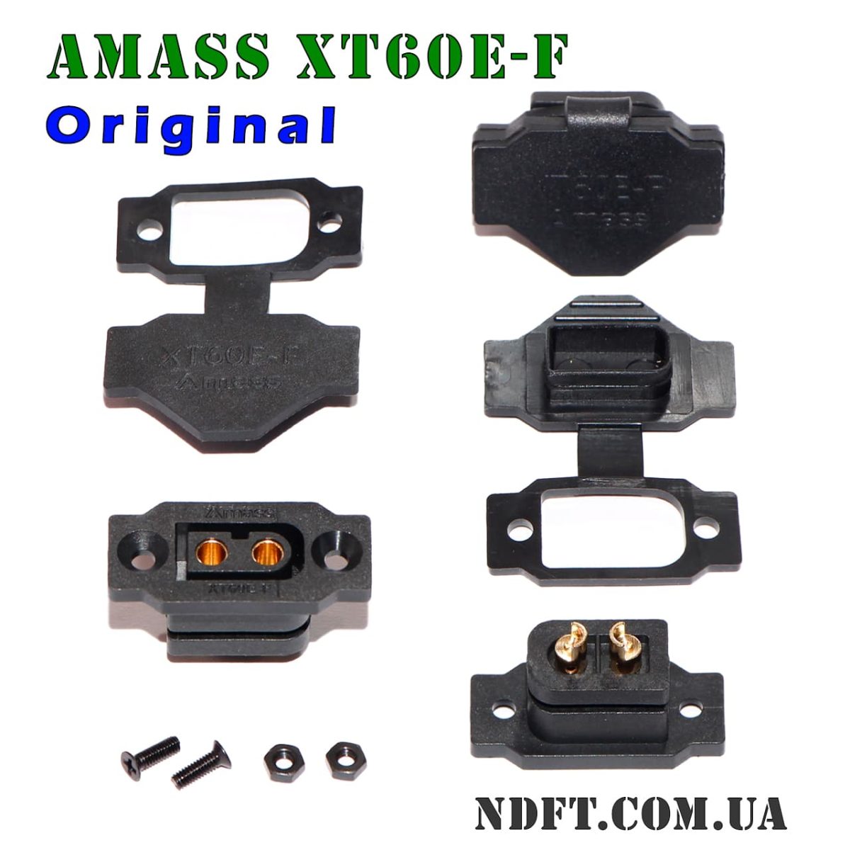 Amass XT60E-F 35/60A black Оригинал + заглушка – Разъем-розетка врезная (мама/female) – Фото №2