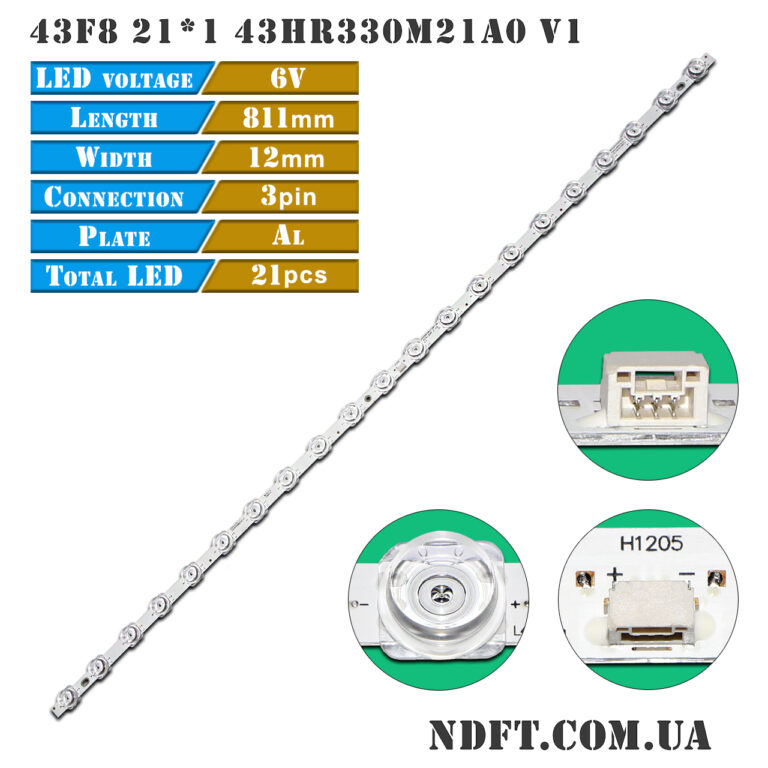 43F8 21*1 43HR330M21A0 V1 (43HR330M21A1 V0, 4C-LB4321-HR01J, 4C-LB4321-HR03J, 43D2006V2W21C1B81112M) – LED підсвітка TV TCL/Thomson 43″ (планка) – Фото №1