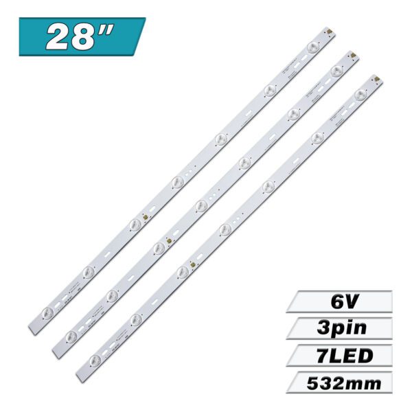 RF-AS280B32-0701S-01 (532mm 7LED 6V, 280-Lens7sX3, DLBL-280D-BL04-3X7-7S1P-001, PB10D532mm17mm3BL042-H A/0 130812) – LED подсветка TV 28″ (комплект) – Фото №1