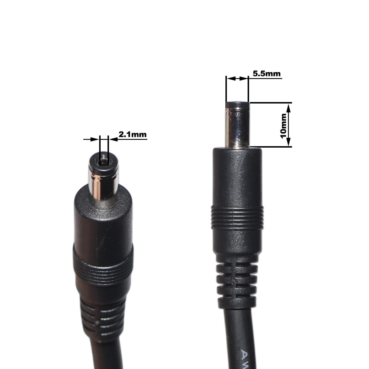 Кабель питания 19A со штекером DC-jack 5.5x2.1mm male (1.5m под пайку) – Фото №4