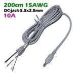 Кабель питания 10А со штекером DC-jack 5.5x2.5mm male 15AWG с фильтром (200 cm под пайку) – Фото №2