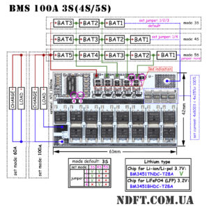 Модуль BMS 3S (4S, 5S) 100А Li-ion, Li-po 3.7V защита, балансир – Контроллер заряда-разряда – Фото №1