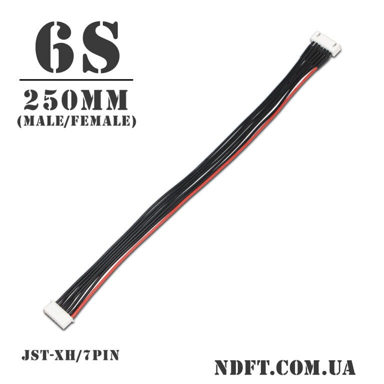 Удлинитель балансировочного кабеля 6S для аккумуляторов 250mm (Разъем JST-XH/7pin female-male, силикон 22AWG) – Фото №1