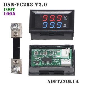100VDC 100A – Вольтамперметр встраиваемый цифровой (DSN-VC288 V2.0) – Фото №2