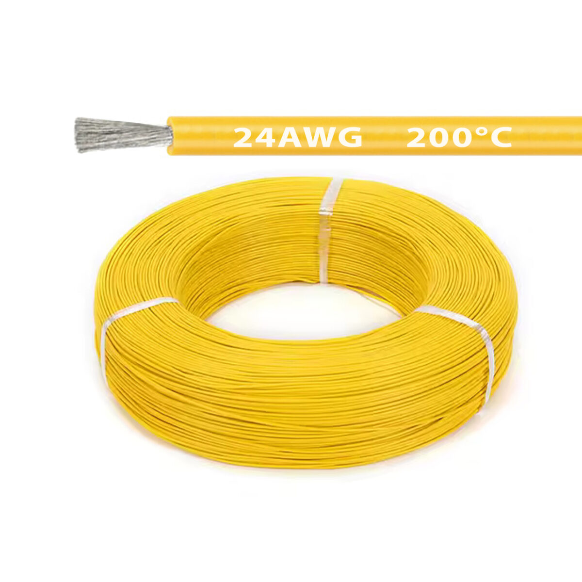 Силиконовый кабель 1m 24AWG 0.2mm² термостойкий многожильный (желтый) – Фото №2