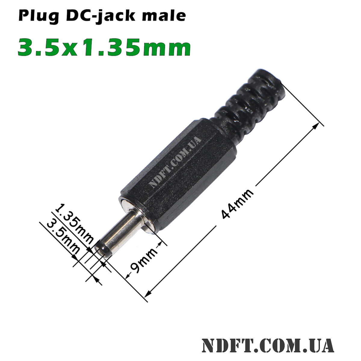 Штекер живлення DC-jack 3.5х1.35mm (9/44mm) пластиковий корпус – Фото №2