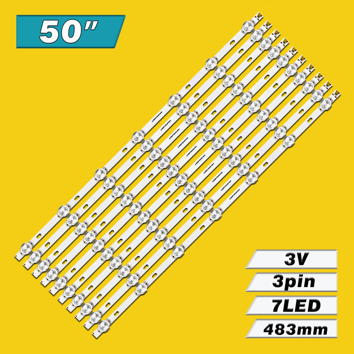 JL.D50071235-031HS-M (7LED 483mm 3V, SQY50LB_7X10_MCPCB_V4, SQY50LB-7X10-MCPCB-V4) – LED подсветка TV 50″ (комплект) – Фото №3