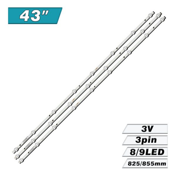 JS-D-AP4316-081DC(71201) + JS-D-AP4316-091DC(71201) (8LED+9LED 825mm+855mm 3V, HY-B430A1-A + HY-B430A1-B) – LED подсветка TV 43″ (комплект) – Фото №1
