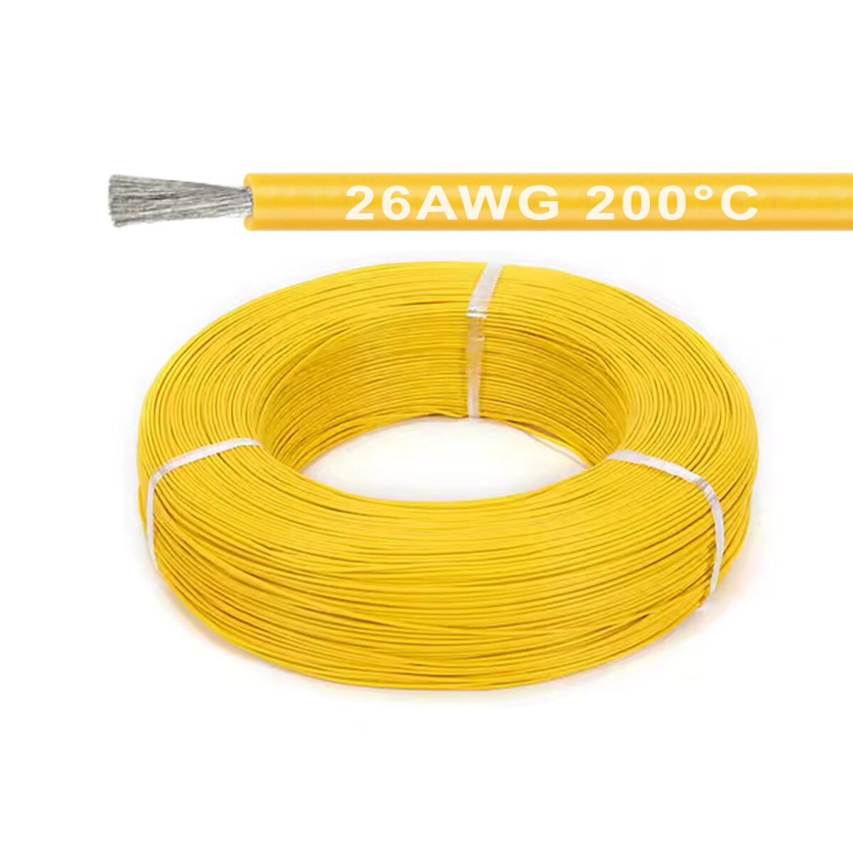Силиконовый кабель 1m 26AWG 0.15mm² термостойкий многожильный (желтый) – Фото №2