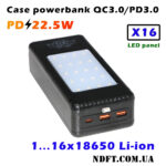 Корпус powerbank 16х18650 з LED панеллю 22.5W Li-ion BX-P16 (швидка зарядка QC3.0, PD3.0 на IP5356) – Фото №1