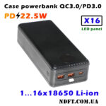 Корпус powerbank 16х18650 з LED панеллю 22.5W Li-ion BX-P16 (швидка зарядка QC3.0, PD3.0 на IP5356) – Фото №2