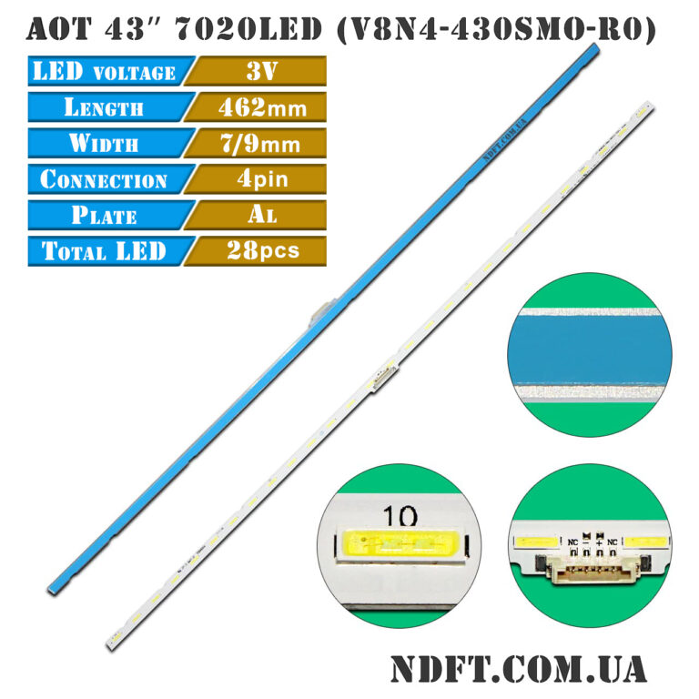 AOT-43″ 7020LED (28LED 462mm 3V, V8N4-430SM0-R0, BN61-15482A) – LED подсветка TV Samsung 43″ (комплект) – Фото №1