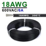 Силиконовый провод 18AWG 0.75mm² 1m, луженая медь, термостойкий, одножильный многопроволочный (чёрный) – Фото №2