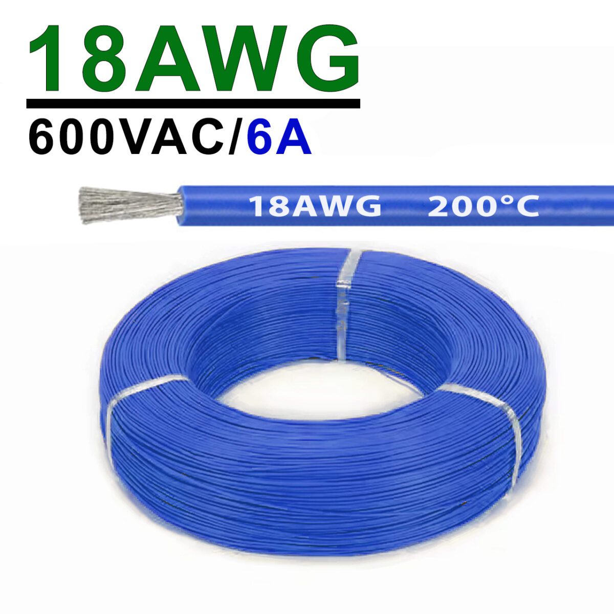 Силіконовий провід 18AWG 0.75mm² 1m, луджена мідь, термостійкий, одножильний багатодротяний (синій) – Фото №2