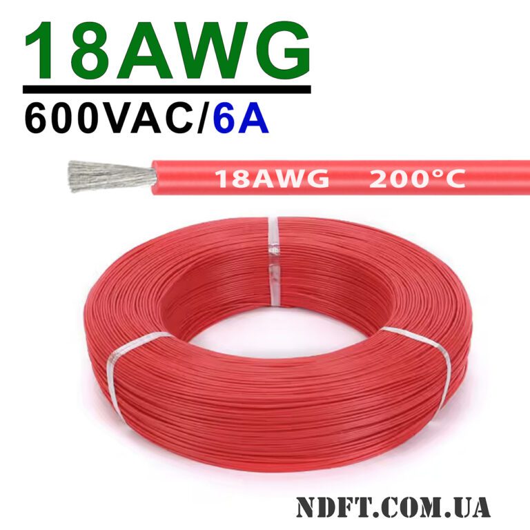 cable-18awg-red-01 Силіконовий провід 18AWG 0.75mm² 1m, луджена мідь, термостійкий, одножильний багатодротяний (червоний) – Фото №1