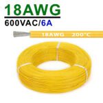 Силіконовий провід 18AWG 0.75mm² 1m, луджена мідь, термостійкий, одножильний багатодротяний (жовтий) – Фото №2