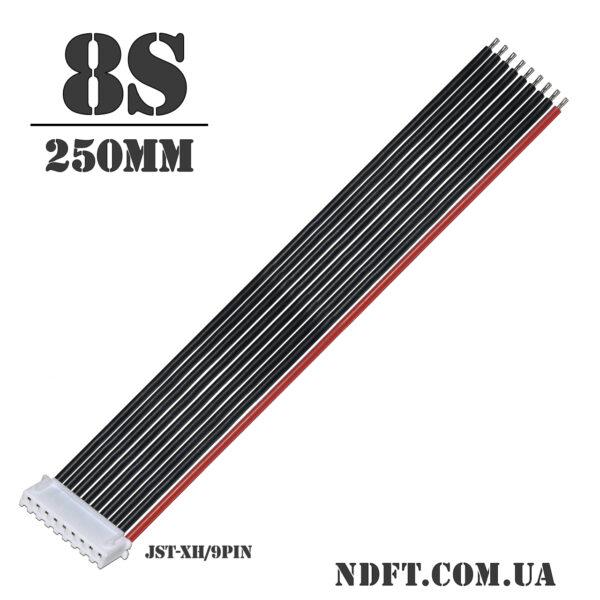 Балансувальний кабель 8S для акумуляторів 250mm (Роз'єм JST-XH/9pin, силікон 22AWG) – Фото №1