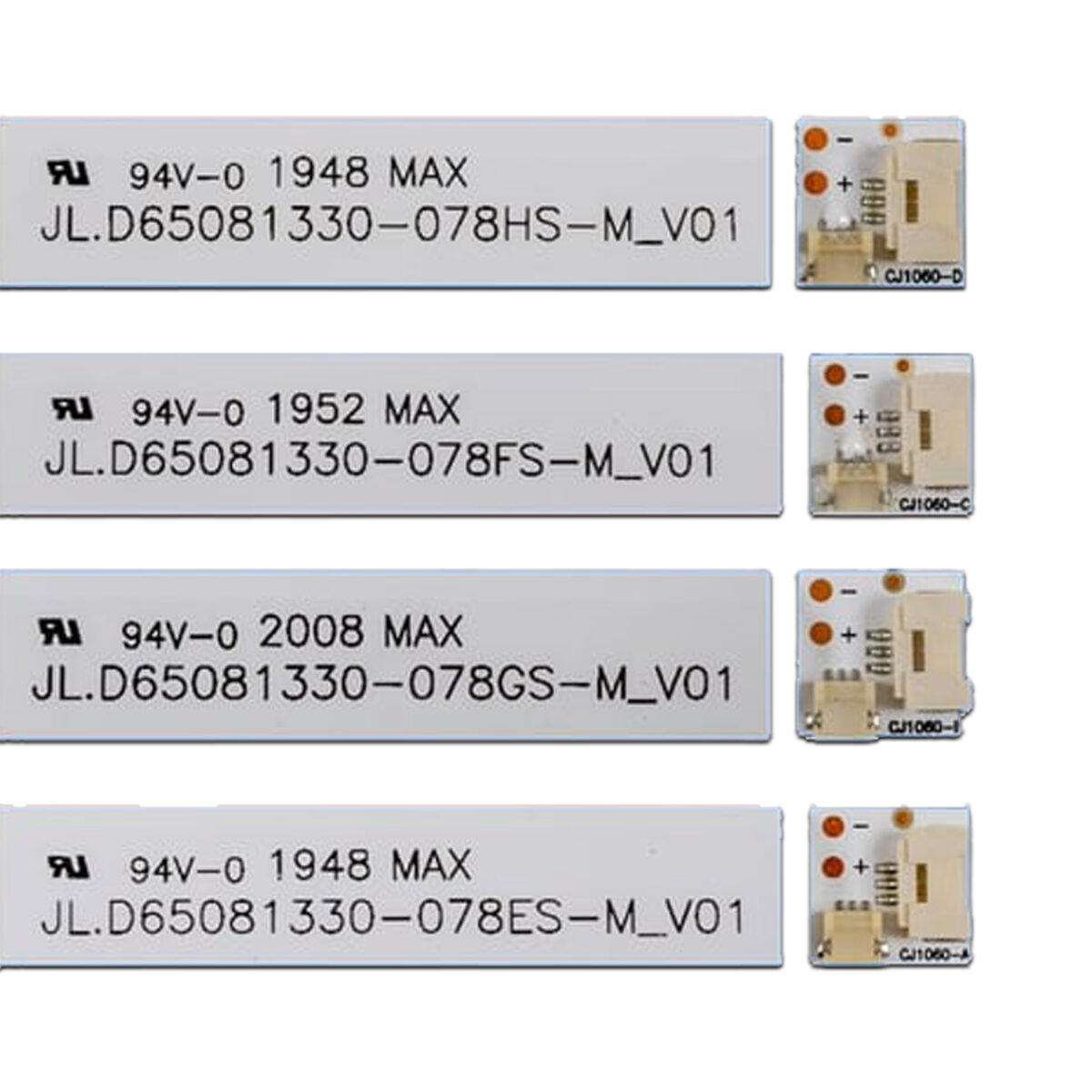 RF-CF650001AE30-0801 + RF-CF650001BE30-0501 + RF-CF650001CE30-0801 + RF-CF650001DE30-0501 A4 (◠8LED/◠5LED 780mm/486mm 3V, JL.D65081330-078ES-M_V01 + JL.D65081330-078FS-M_V01 + JL.D65081330-078GS-M_V01 + JL.D65081330-078HS-M_V01) – LED подсветка TV 65″ (комплект) – Фото №2