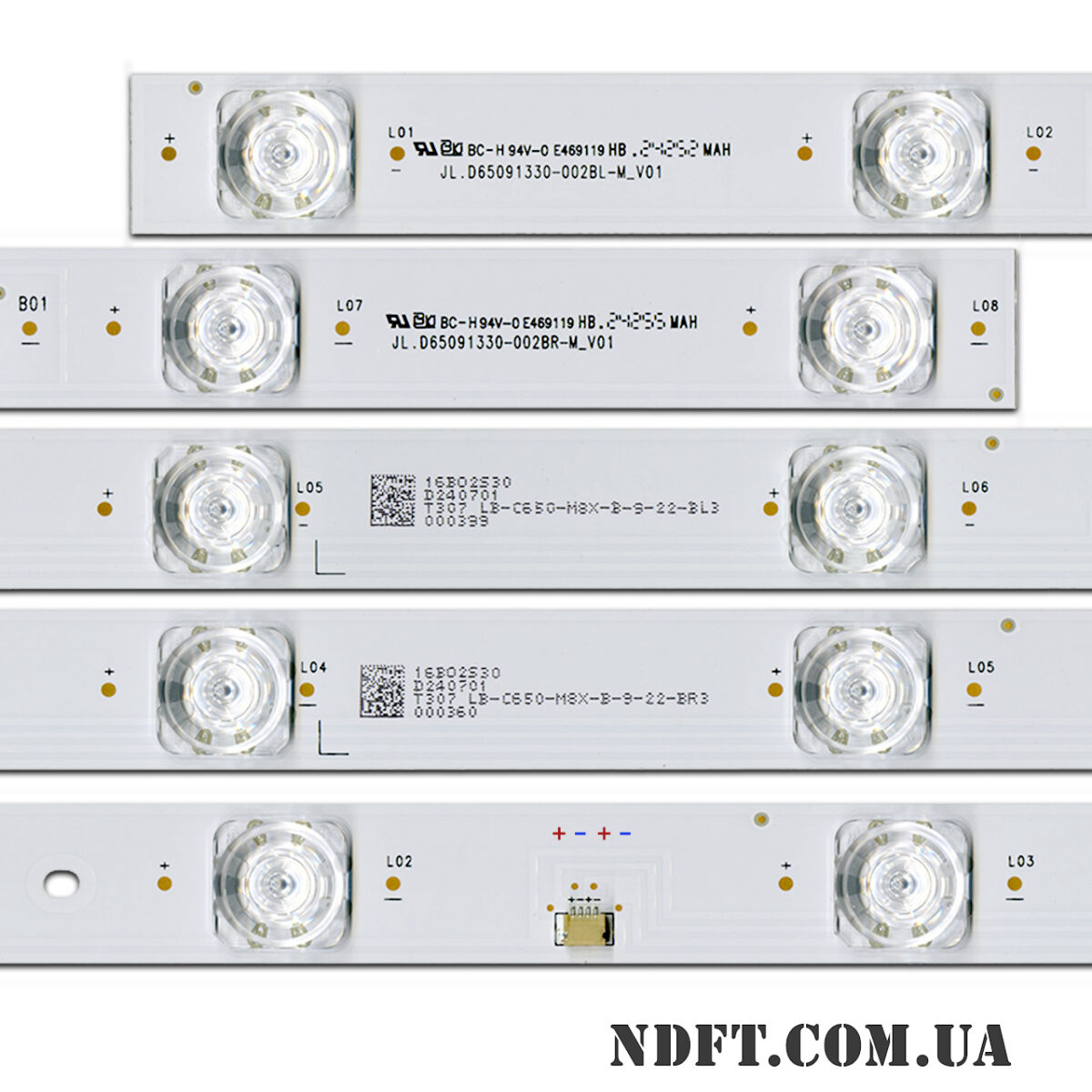 JL.D65091330-002BL-M_V01 + JL.D65091330-002BR-M_V01 (9LED 620mm 3V 4pin, 8White+1Blue LED) – LED подсветка TV 65″ (комплект) – Фото №2