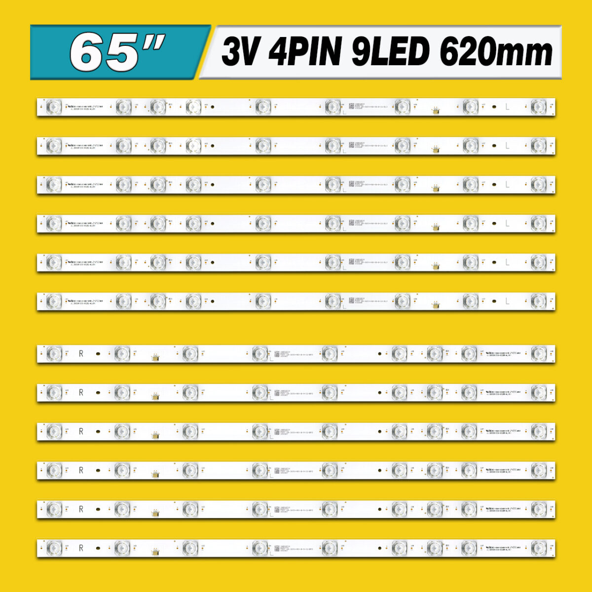 JL.D65091330-002BL-M_V01 + JL.D65091330-002BR-M_V01 (9LED 620mm 3V 4pin, 8White+1Blue LED) – LED подсветка TV 65″ (комплект) – Фото №3