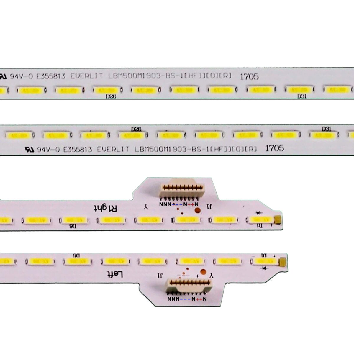 EVERLIGHT LBM500M1903-BR-1(HF)(0)(L) + LBM500M1903-BS-1(HF)(0)(R) (57LED 542mm 3V, V500FWME01, V500FWME01) – LED подсветка TV Sony 50″ (комплект) – Фото №2