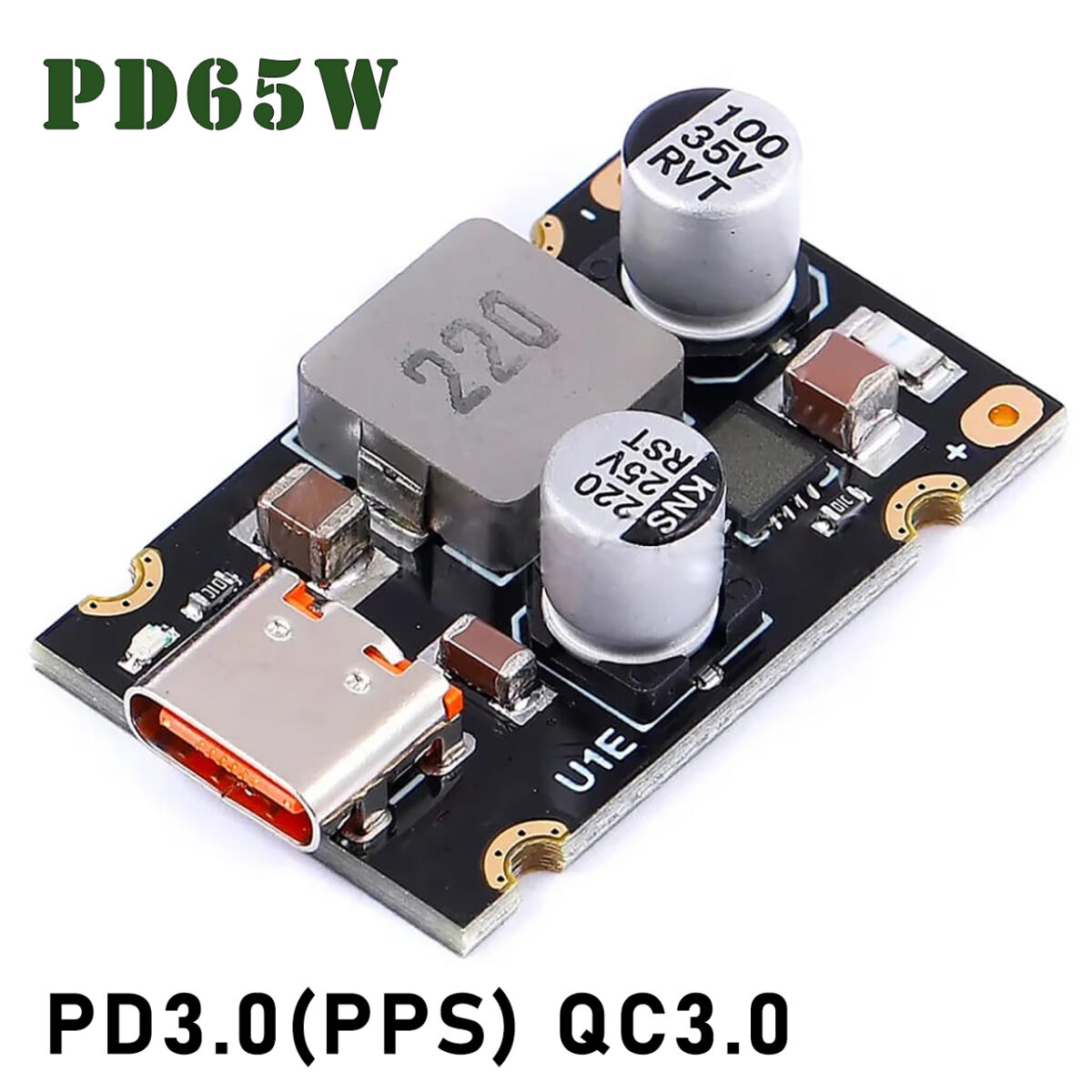 PD65W понижающий модуль DC-DC с быстрой зарядкой USB Type-C, PD3.0, QC3.0 (CKCS U1E) – Фото №1