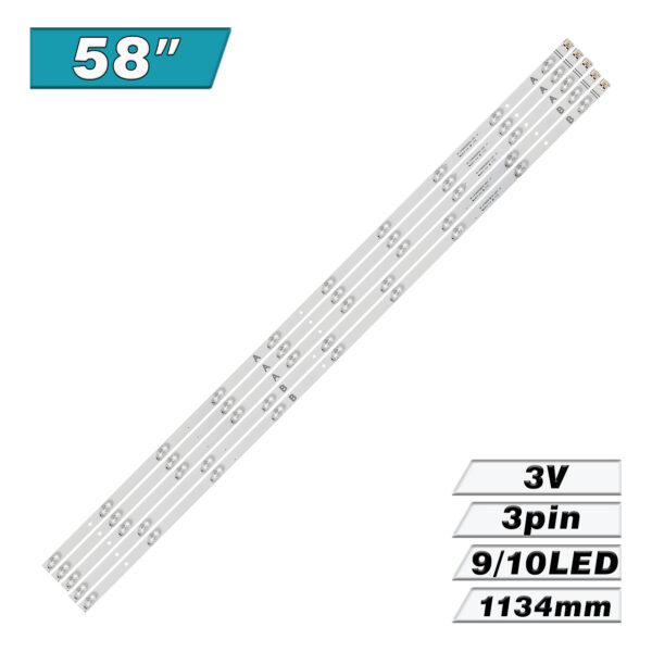 RF-CF580003AE30-1001 A1 + RF-CF580003BE30-0901 A1 (10LED/9LED 1134mm 3V, 3A+2B) – LED подсветка TV 58″ (комплект) – Фото №1