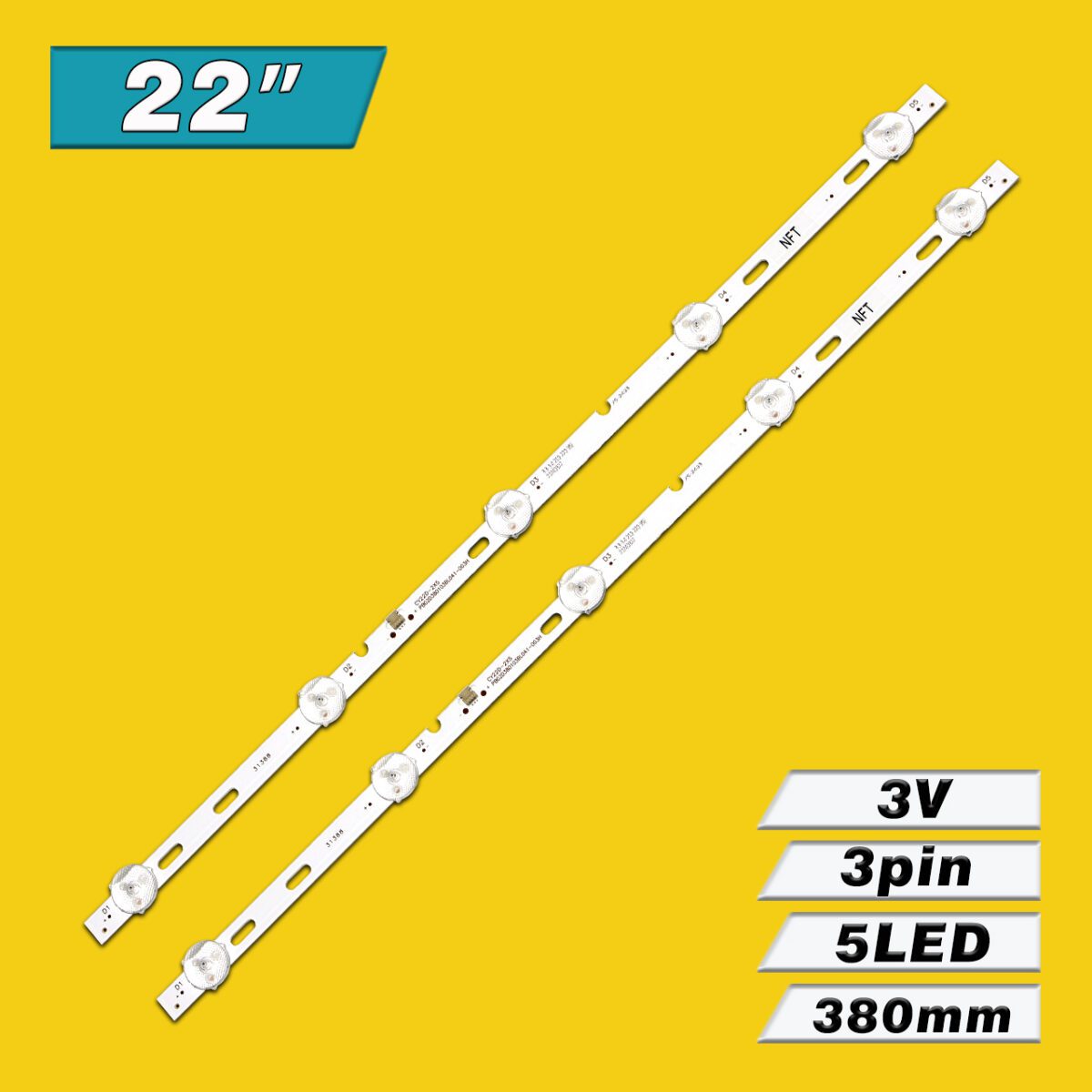 CY22D-2X5 PB02D380103BL041-003H (5LED 380mm 3V, 8D2A-DLM2-360502, JL.D22051235-081DS-M, PB02D380103BL041-001H) – LED підсвітка TV 22″ (комплект) – Фото №3