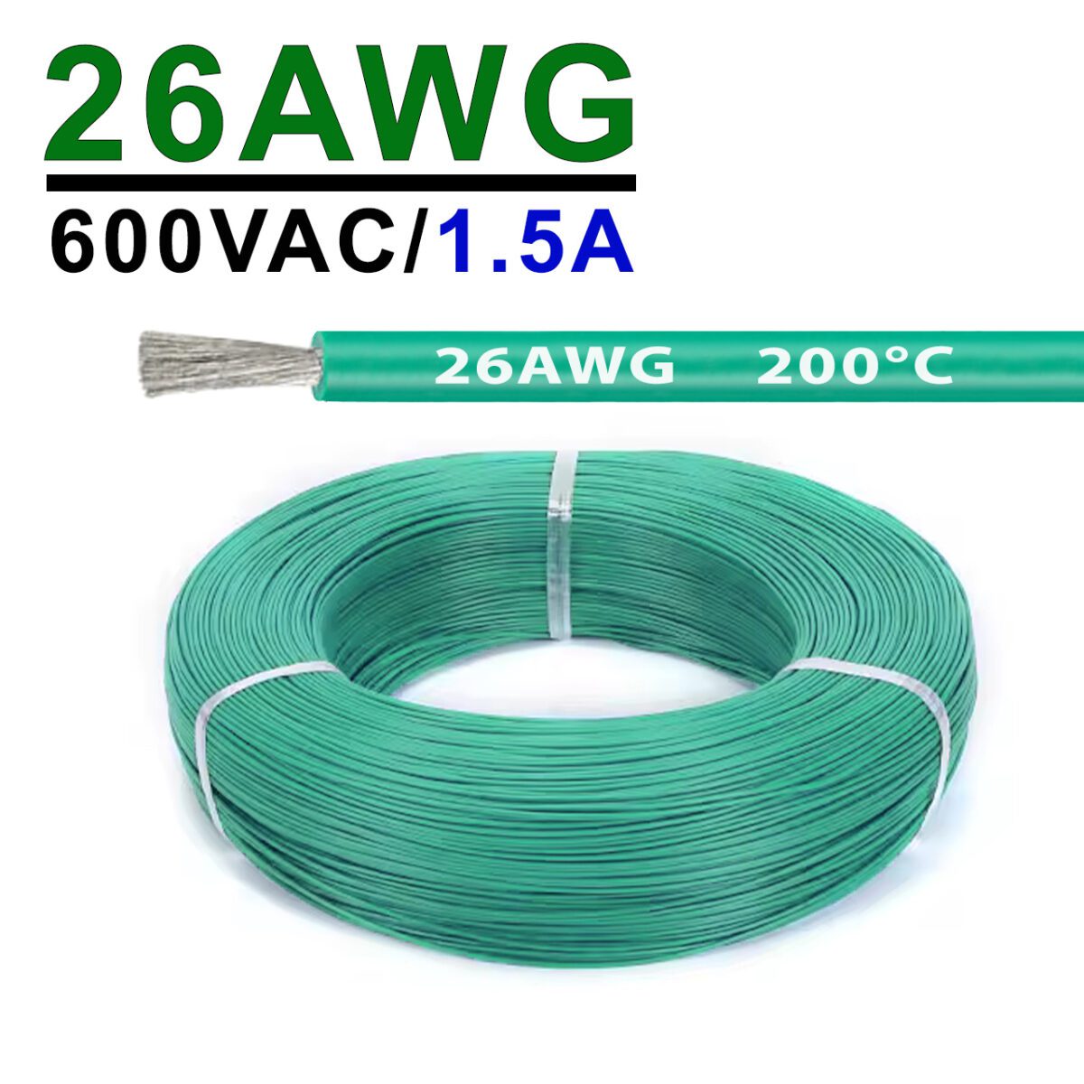 Силиконовый провод 26AWG 0.15mm² 1м, луженая медь, термостойкий, одножильный многопроволочный (бирюзовый) – Фото №2