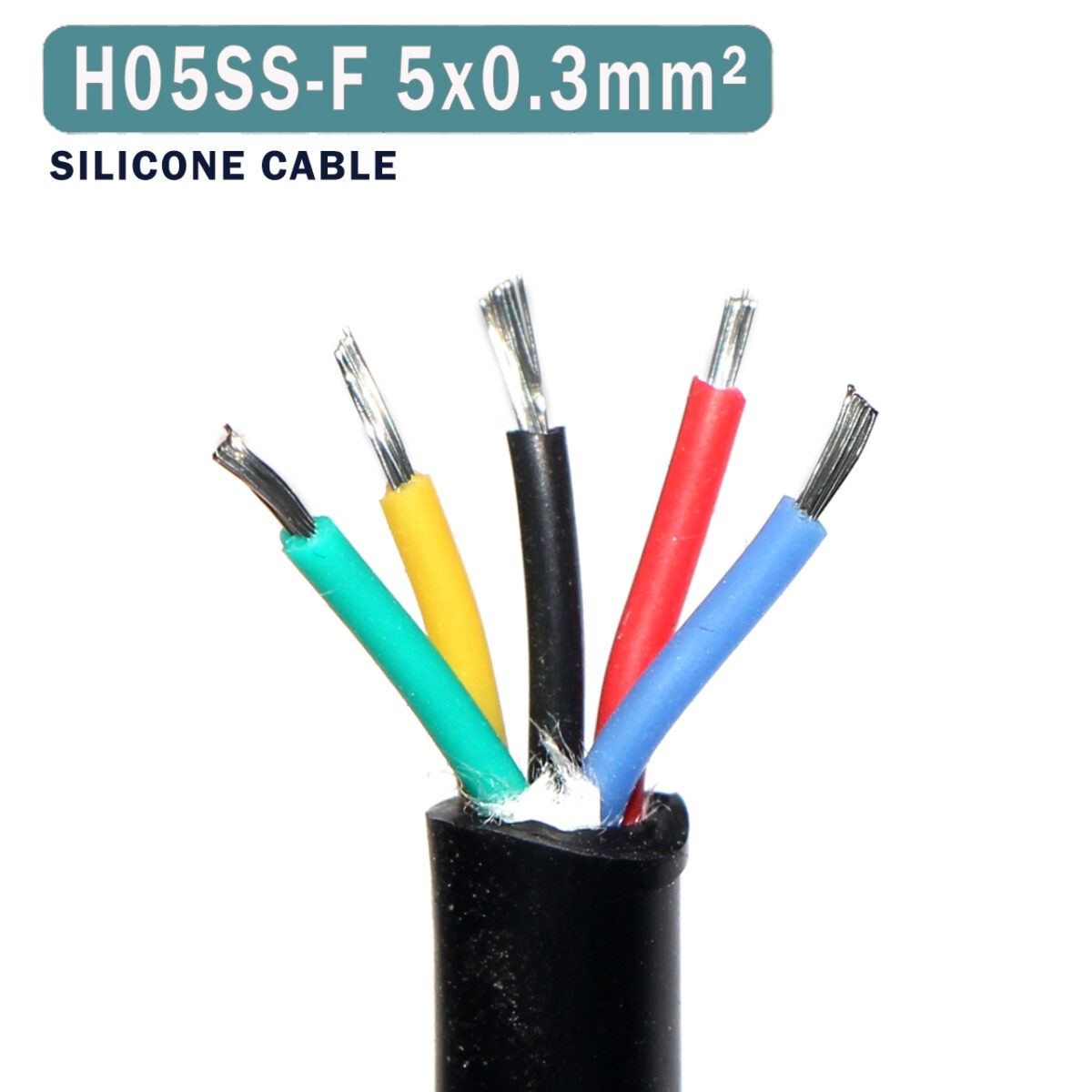 Силиконовый сигнальный кабель H05SS-F 5x0.3mm² 300/500V, 5 жил, луженая медь, сверхгибкий 5*22AWG (чёрный) – Фото №3