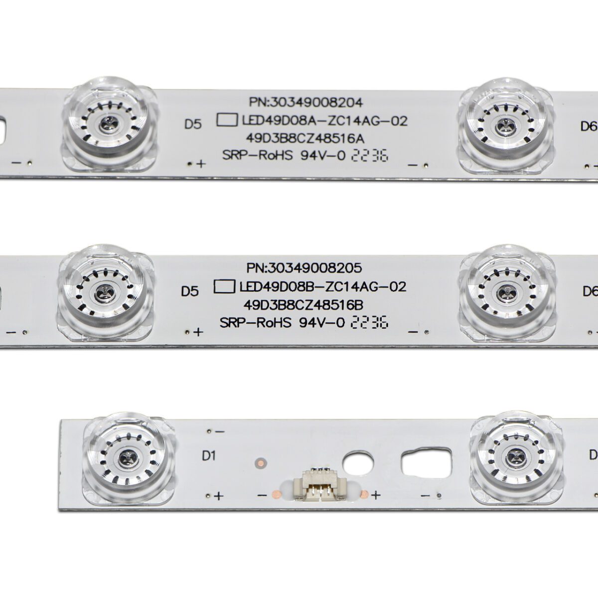 LED49D08A-ZC14AG-02 PN:30349008204 + LED49D08B-ZC14AG-02 PN:30349008205 (8LED 477mm 3V, Kivi 49U720SU) – LED подсветка TV Kivi 49″ (комплект) – Фото №2