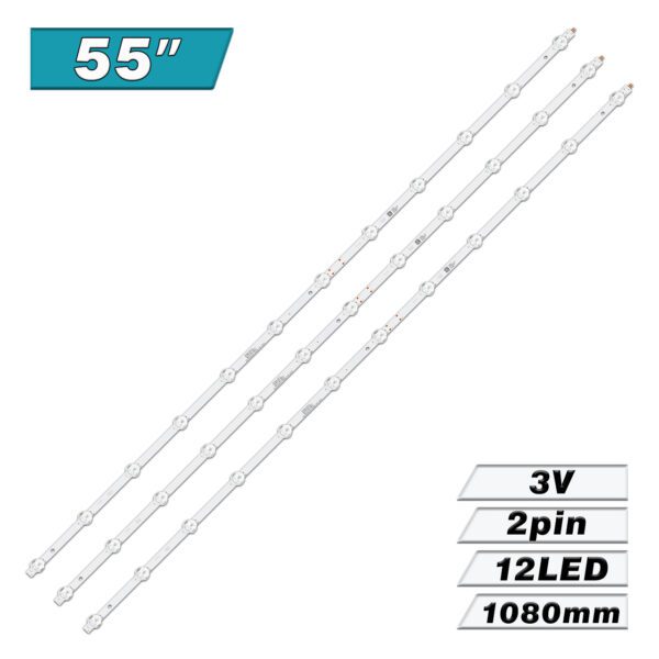 LED55D12A-ZC62AG-03D 12S1P 30355012001D (12LED 1080mm 3V, LED55D12A-ZC62AG-11D, LED55D12A-ZC62AG-08D) – LED подсветка TV 55″ (комплект) – Фото №1