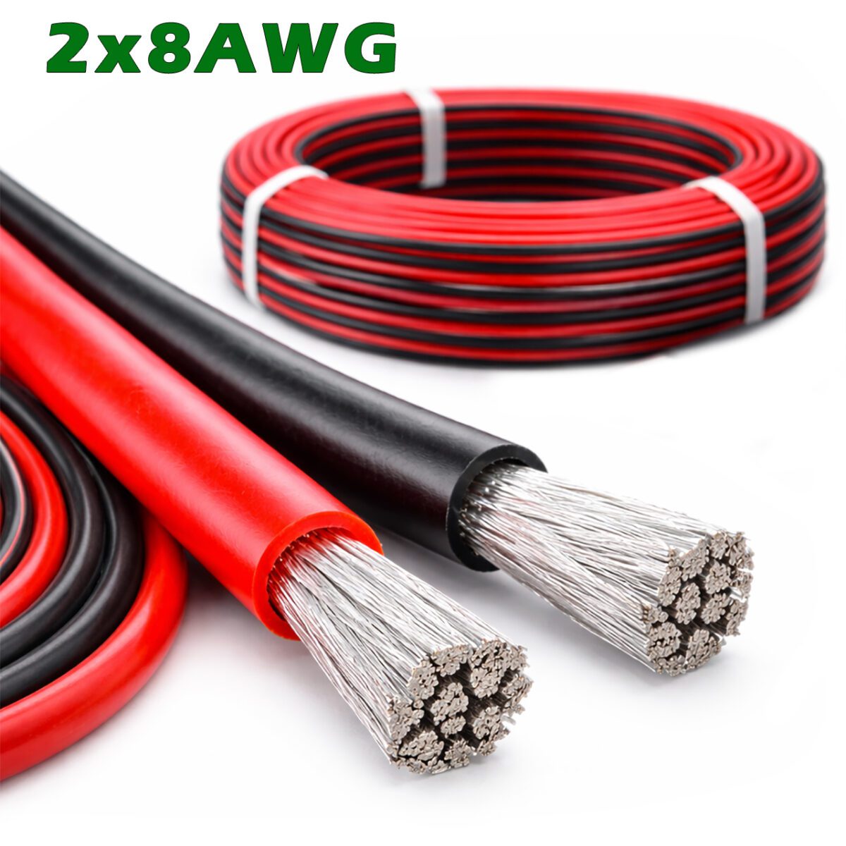 Подвійний силіконовий кабель 1m 2*8AWG 2х8.25mm² термостійкий луджений надгнучкий (червоний, чорний) – Фото №2