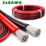 Подвійний силіконовий кабель 1m 2*8AWG 2х8.25mm² термостійкий луджений надгнучкий (червоний, чорний) – Фото №2