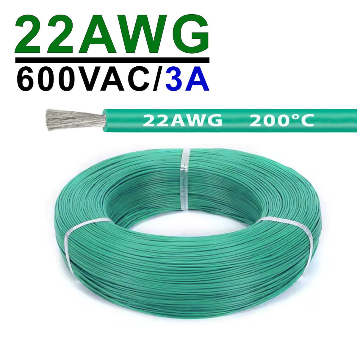 Силиконовый провод 22AWG 0.3mm² 400м бухта, луженая медь, термостойкий, одножильный многопроволочный (бирюзовый) – Фото №2