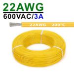 Силиконовый провод 22AWG 0.3mm² 400м бухта, луженая медь, термостойкий, одножильный многопроволочный (желтый) – Фото №2