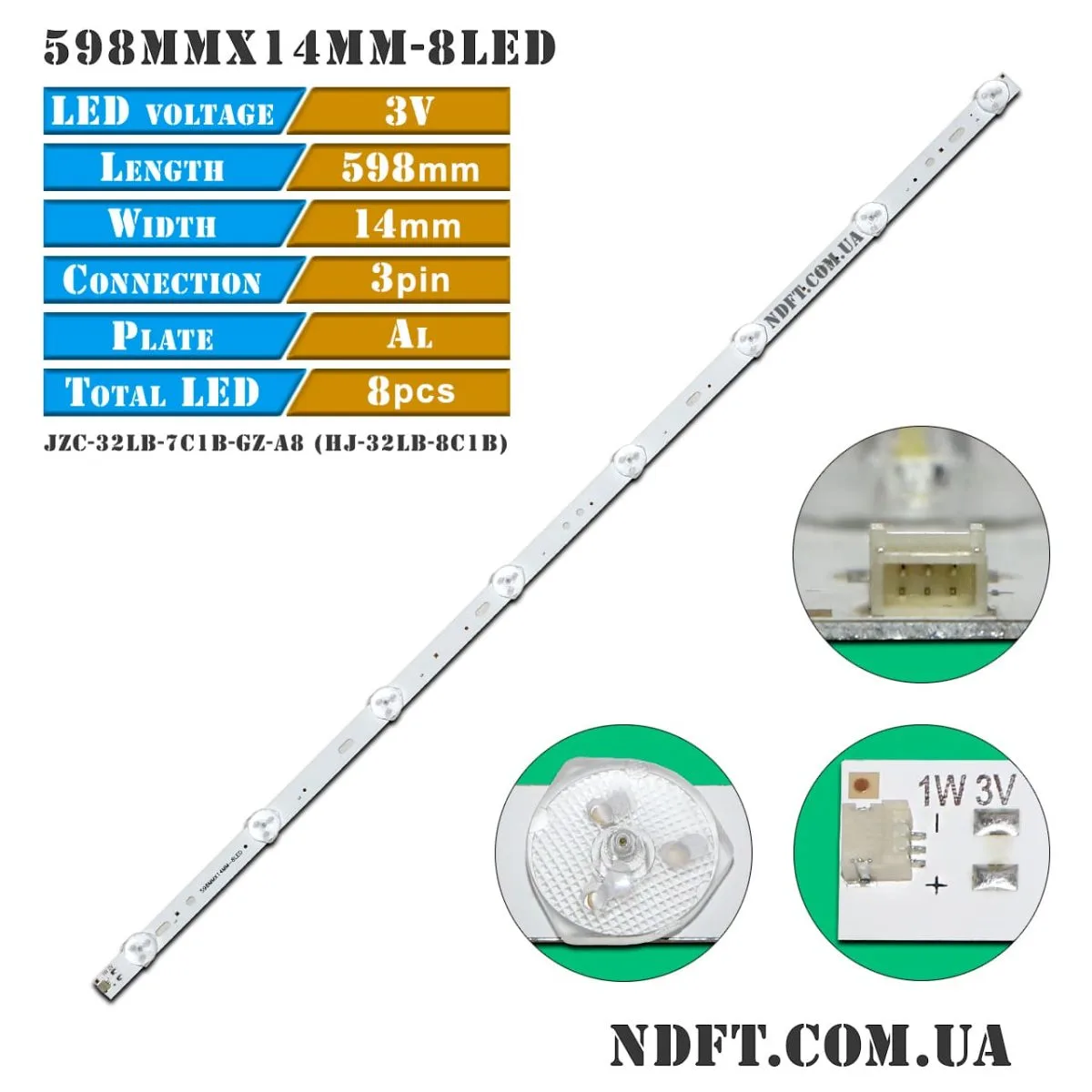 598MMX14MM-8LED 3V/1W (JZC-32LB-7C1B-GZ-A8, HJ-32LB-8C1B) 01