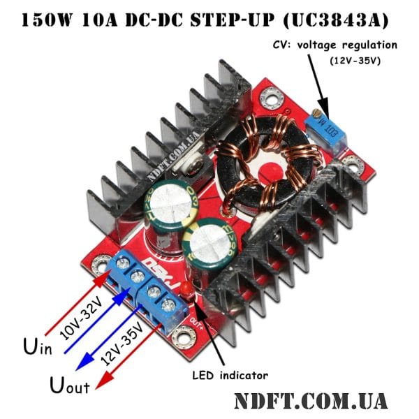 Повышающий модуль DC-DC 150W 10A CV OSKJ на UC3843A с регулировкой напряжения 01