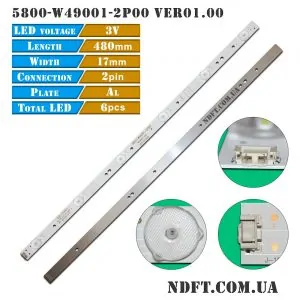 LED подсветка 5800-W49001-2P00 VER01.00 LC490DUJ-SHA2 01