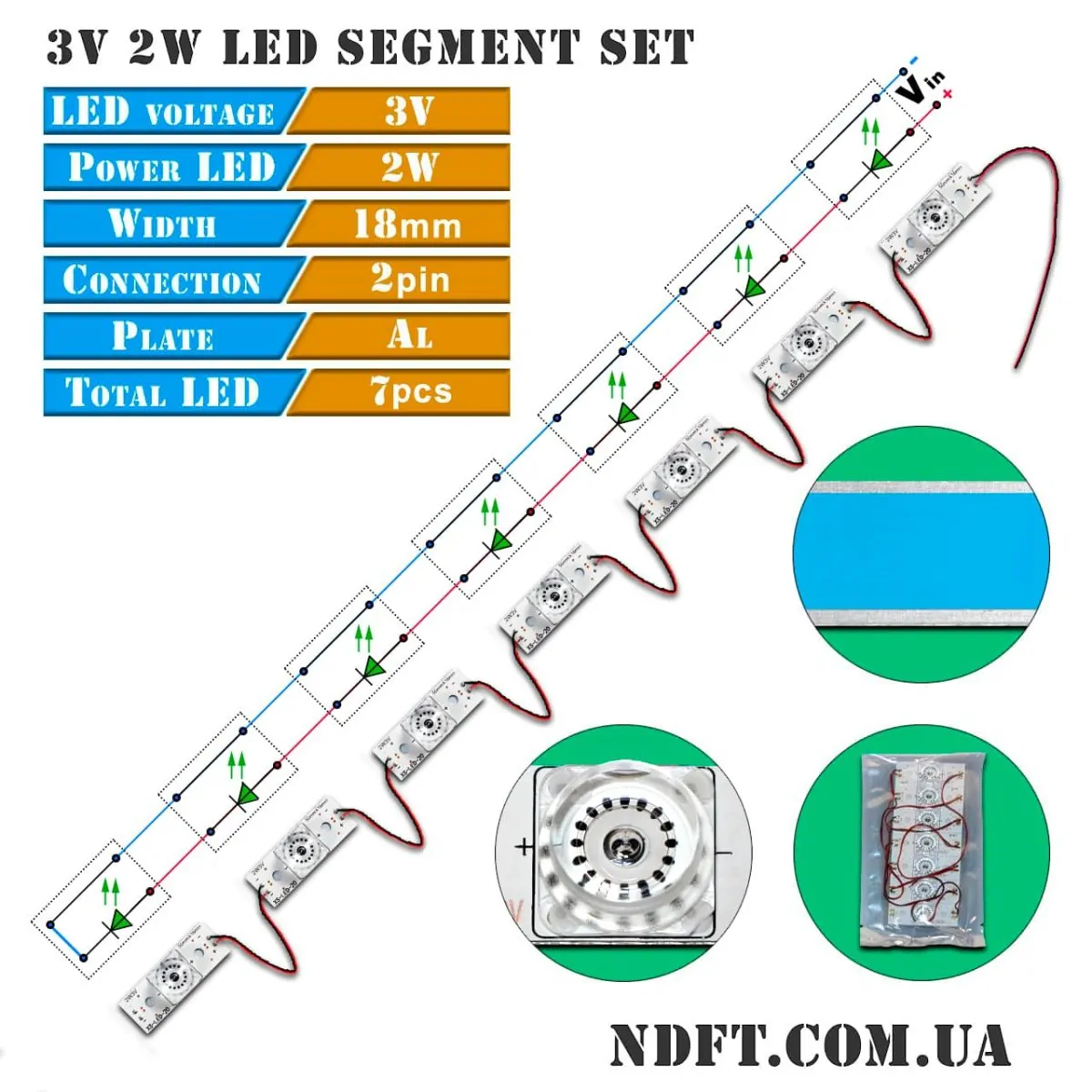 LED-сегмент телевізора 3V 2W увігнутий 000