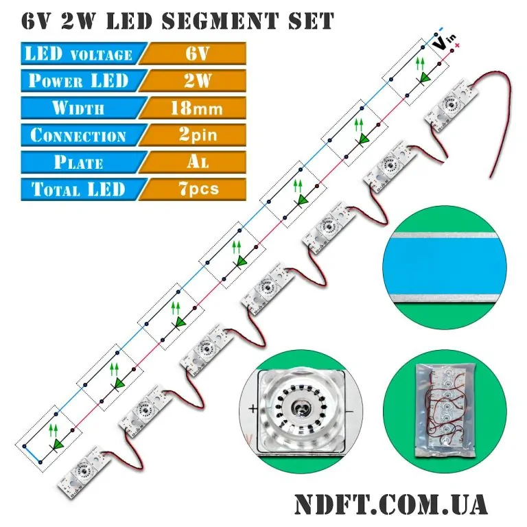 LED-сегмент телевизора 6V 2W вогнутый 000