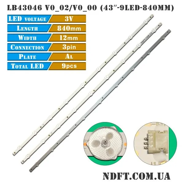 LED подсветка 43″-9LED-840MM LB43046 CEJJ-LB430Z-9S1P-M3030-D-1 01