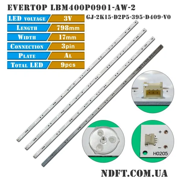 LED EVERTOP LBM400P0901-AW-2 GJ-2K15-D2P5-395-D409-V0 01