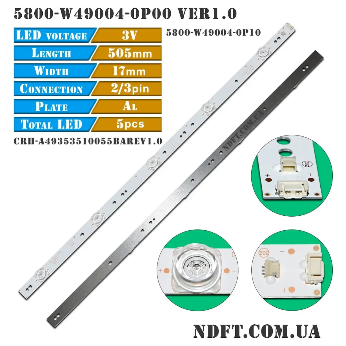 LED подсветка 5800-W49004-0P00 5800-W49004-0P10 CRH-A49353510055BAREV1.0 01