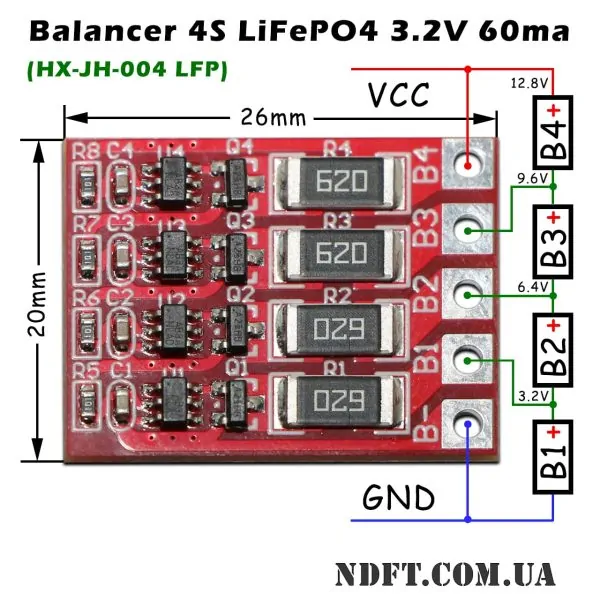 Модуль балансировки LiFePO4 1-4S 3,2V 60mA на HY2212-AB3A (HX-JH-004) 01